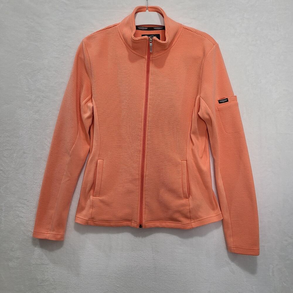 Straight Down Women Swing Full Zip Golf Jacket Orange Ribbed Tech Size L